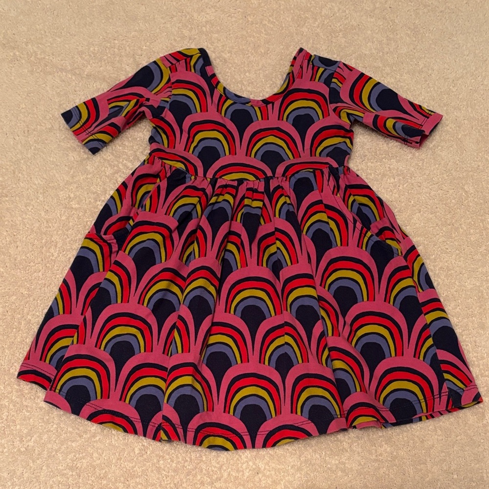Hanna Andersson Pink and Yellow Patterned Kids Dress